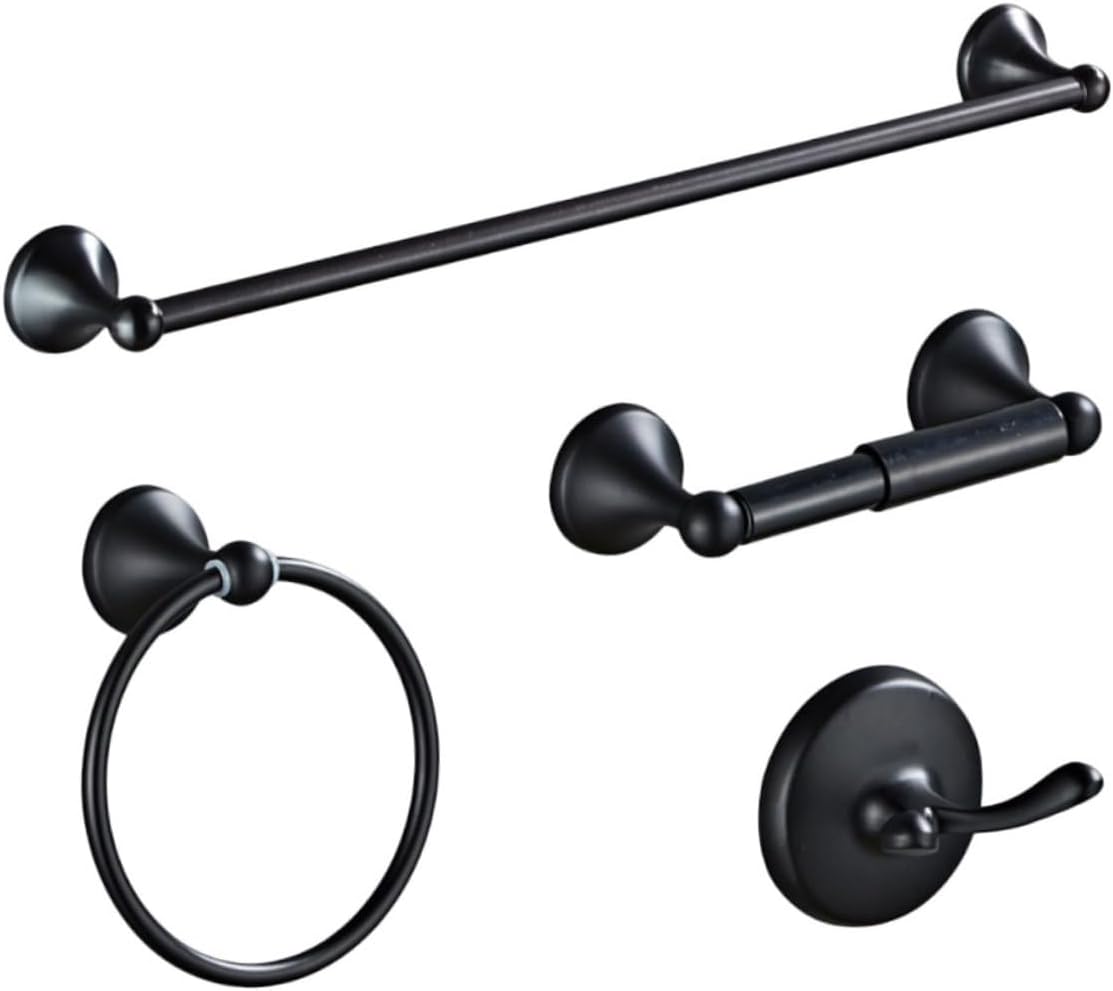 1Set Retro Black Towel Rack Stainless Steel Towel Ring for Bathroom Kitchen Vintage Design Towel Holder for Stylish Decor Easy Installation with Mounting Hardware