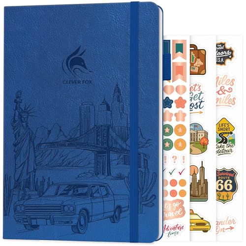 Clever Fox U.S. Travel Planner – USA 50 States Travel Journal with Bucket Lists, Trip Itinerary, Trip Budget & Expense Tracker, Hardcover Exploring United States Book (Mystic Blue)