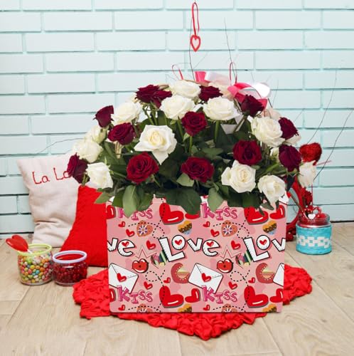 Image of NTAOHAMPER Mothers Day Gifts Love Letter Fabric Storage Basket Empty with Handles, Books Box, Baby Shower Baptism Lovely Storage24L(Love Letter)