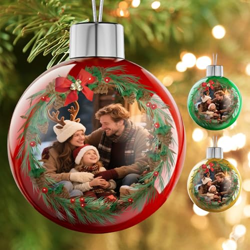 Image of Bemaystar Personalized Christmas Ornaments 2025 - Custom Christmas Ball Ornaments, Customized Double-Sided Photo Ornament, Custom Ornament for Christmas Tree, Xmas Gifts for Mom, Dad, Kids, Pets