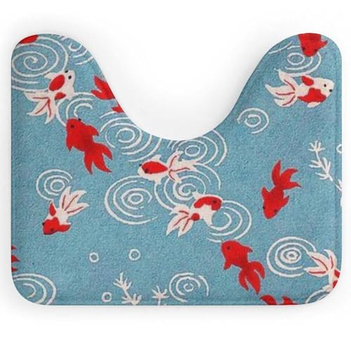 U型 トイレマット 和風 金魚 幸運 バスマット 足ふきマット バスルームマット U型トイレマット 滑り止め 吸水 静音 抗菌 洗える おしゃれ