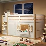 Zravenna Litera de 90 x 200 cm con escalera, color blanco y madera