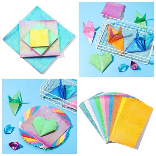 Papier origami pailleté recto brillant avec un format carré idéal pour projets de bricolage - 5
