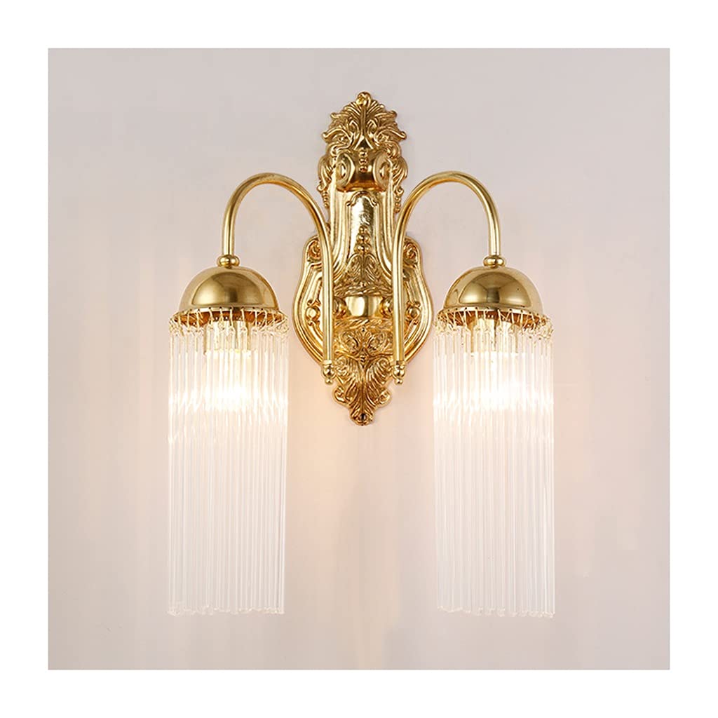SMCCYYSD Wall Lamp Copper Background Corridor Living Room Bedside French Creative Glass Rod Decorative Lighting Mount Light,B