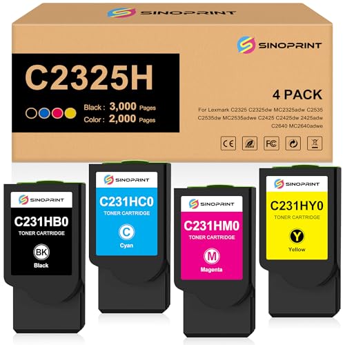 Cartouche toner Lexmark C231HK0 reconditionnée quatre couleurs pour MC2640adwe