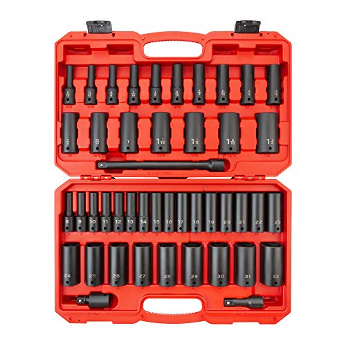 🔥 Flash Sale TEKTON 1/2 Inch Drive Deep 6-Point Impact Socket Set, 45-Piece (5/16-1-1/4 in, 8-32 mm)  SID92404