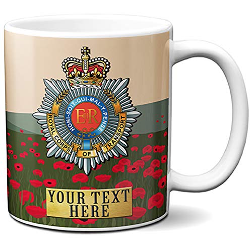 Image of KRAFTYGIFTS Personalised Military Mug Royal Corps of Transport Cup Army Badge Veteran Poppy Gift VPM89
