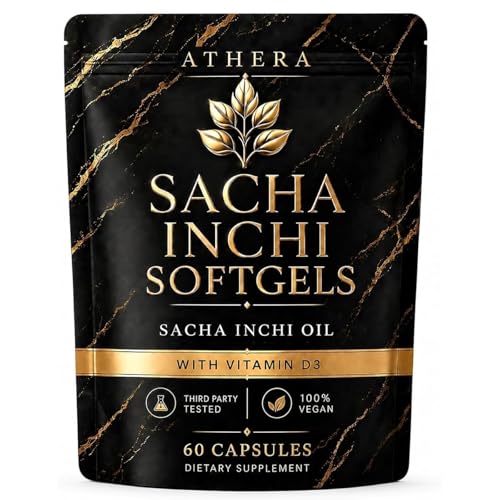 CURAIY Athera Sacha Inchi Oil Softgels acha Inchi Oil & Vitamin D3-60 Capsules
