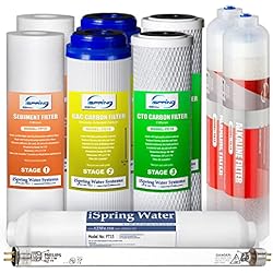 Osmosis Inversa 7 Etapas Con Uv iSpring F10KU Juego de Cartuchos de Filtro de Repuesto, 1 Año, para Sistemas de Ósmosis Inversa UV Minerales Alcalinos de 7 Etapas, 10 piezas, Blanco