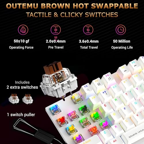 Image of Ant Esports MK4100 RGB Mechanical Gaming Keyboard, Outemu Brown Switches Tactile & Clicky - Chroma RGB - Magnetic Wrist Rest - Double Shot ABS Keycaps, Hot Swappable Switches - Mercury