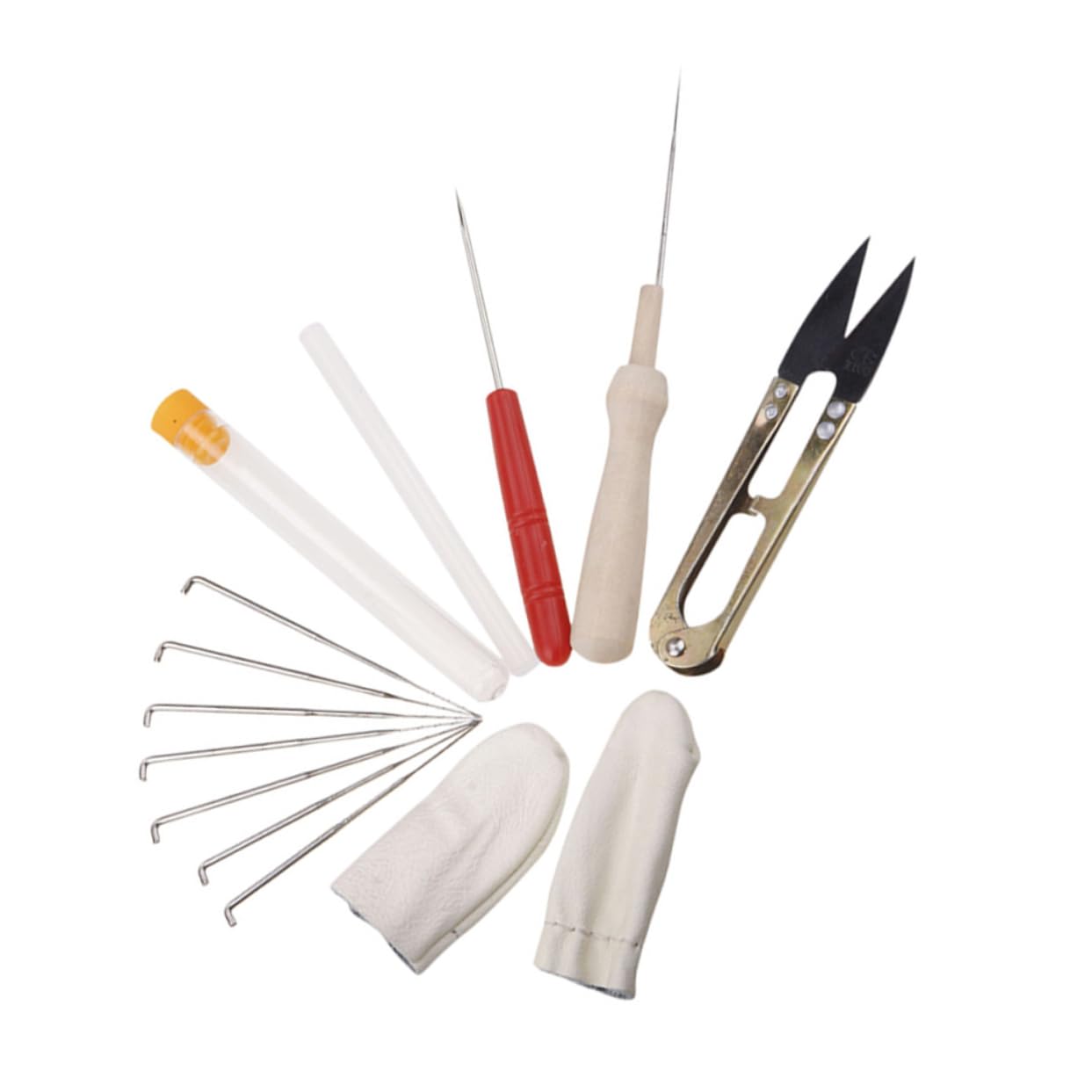 Veemoon Set Needle Felting Kit Set with Pad Needles Scissors Wooden Handle Awl Finger Stall Glue Stick Complete Craft Tools for Felt Projects Random Color Random Color