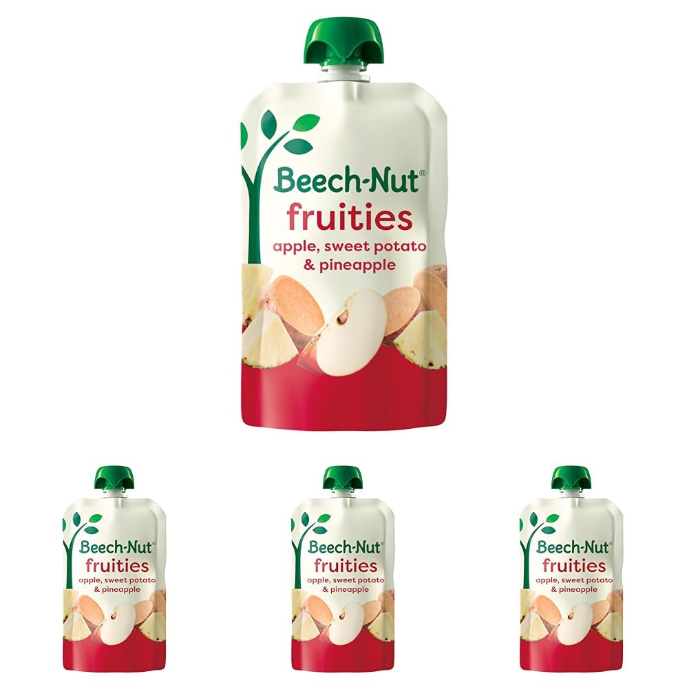 Beech-Nut Baby Food Pouches, Apple Sweet Potato Pineapple Fruit Puree Baby & Toddler Food, 3.5 oz (48 Pack)