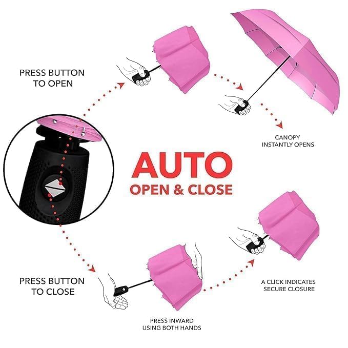 Image of Umbrella for Women | Umbrellas for Men | UV Coated 3 Fold Umbrella for Rain with Auto Open and Close Small Folding Travel-Foldable Windshield