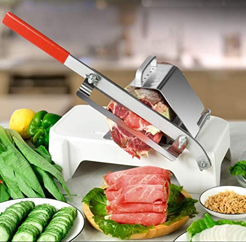 Light Manual Meat Slicer Stainless Steel Meat Cutter Lamb Beef Mutton Roll Meat Cheese Food Slicer Vegetable Sushi Sheet Slicing Machine for Home Cooking Kit of Hot Pot with Spare Blade
