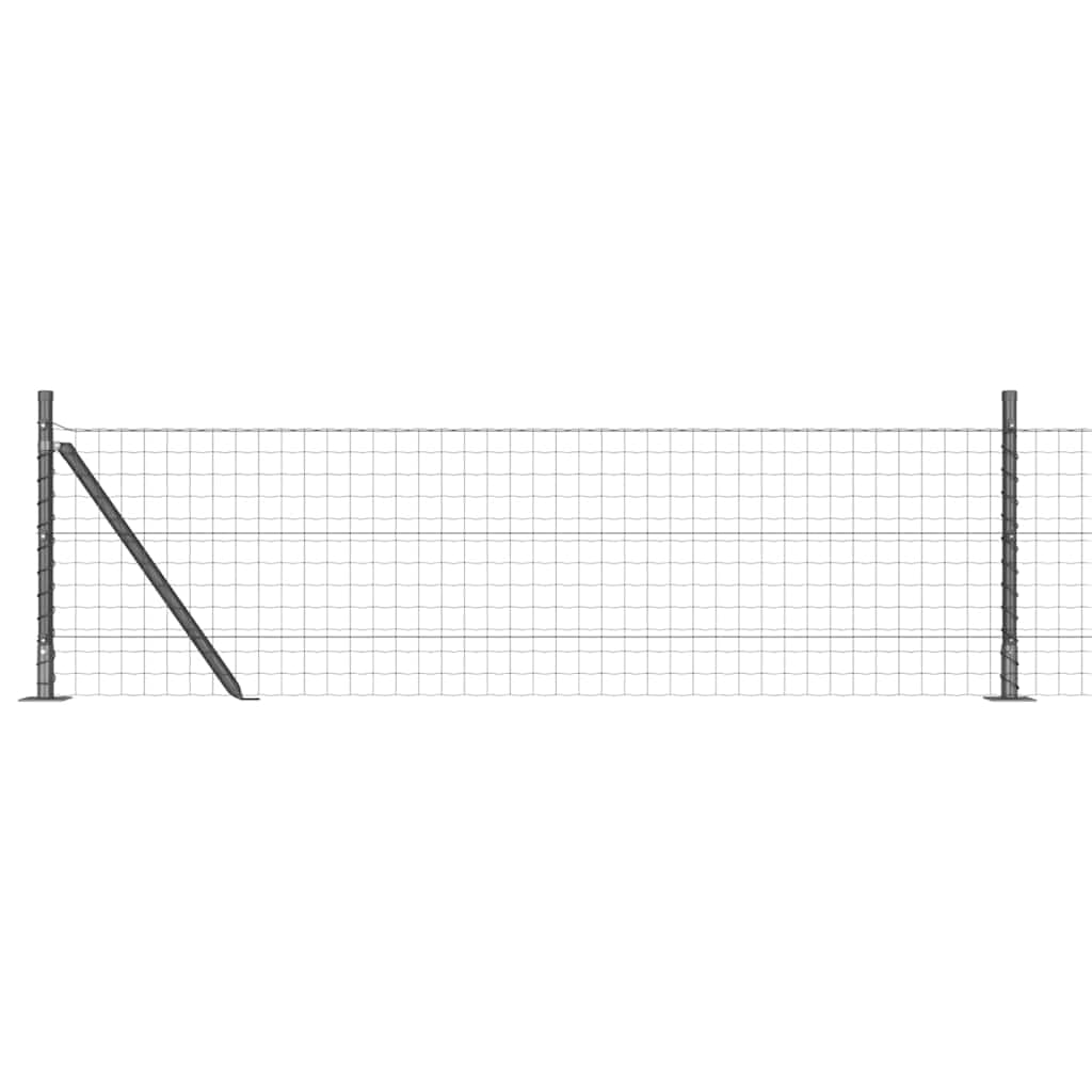 Fence with Post Grey 0.6 x 50 m Steel and PVC Garden Boundary Panel Set Weather Resistant Outdoor Privacy Enclosure for Terrace Secure Durable