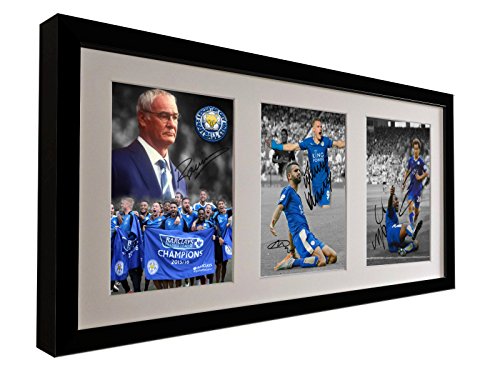 Signed CELEBRATION EDITION Vardy Mahrez Okazaki Ranieri Morgan Leicester City Autographed Photo Picture Frame by Kicks
