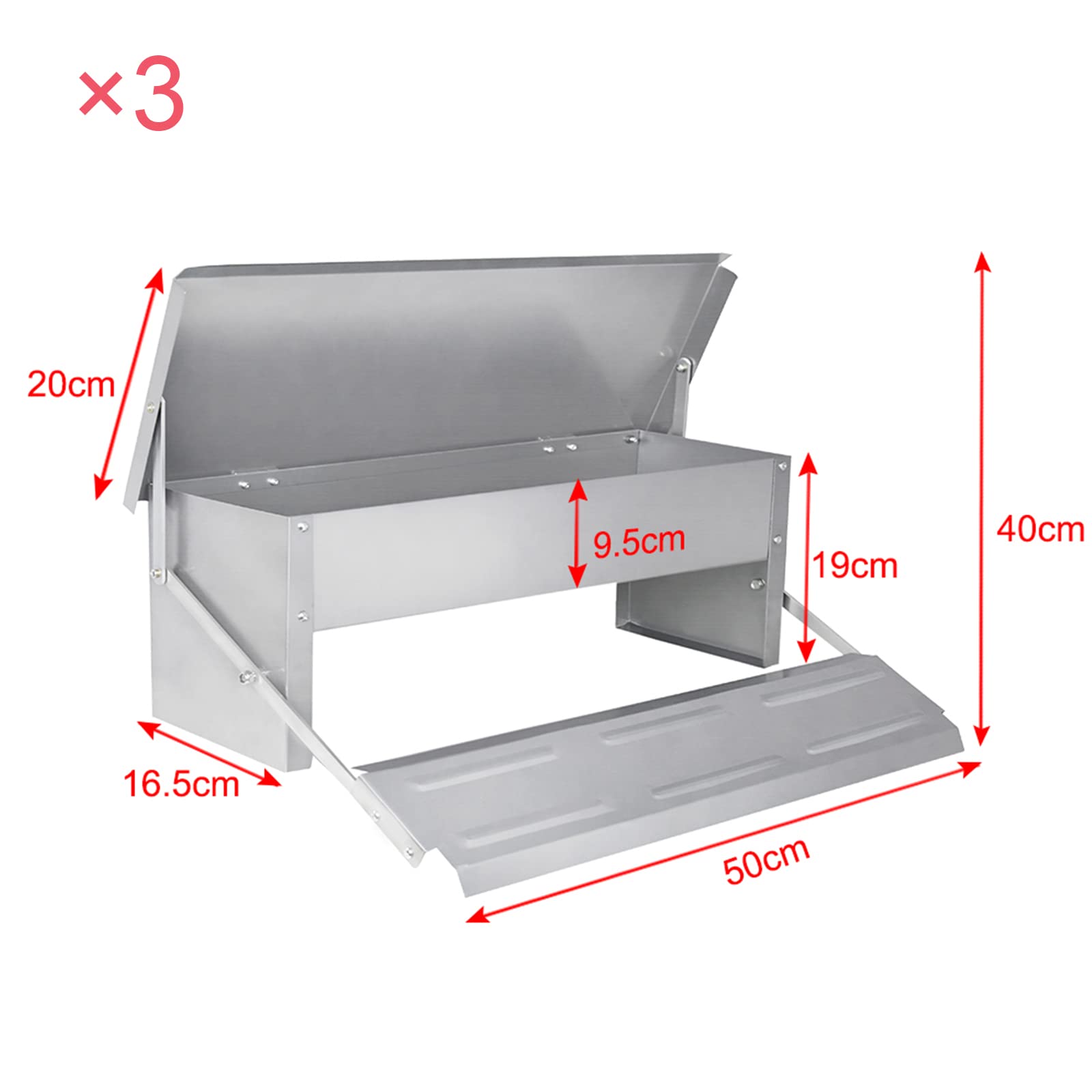LZQ Comedero automático para pollos de 5 kg, de aluminio con gran capacidad, antiroedores, impermeable y antioxidante (3 unidades)