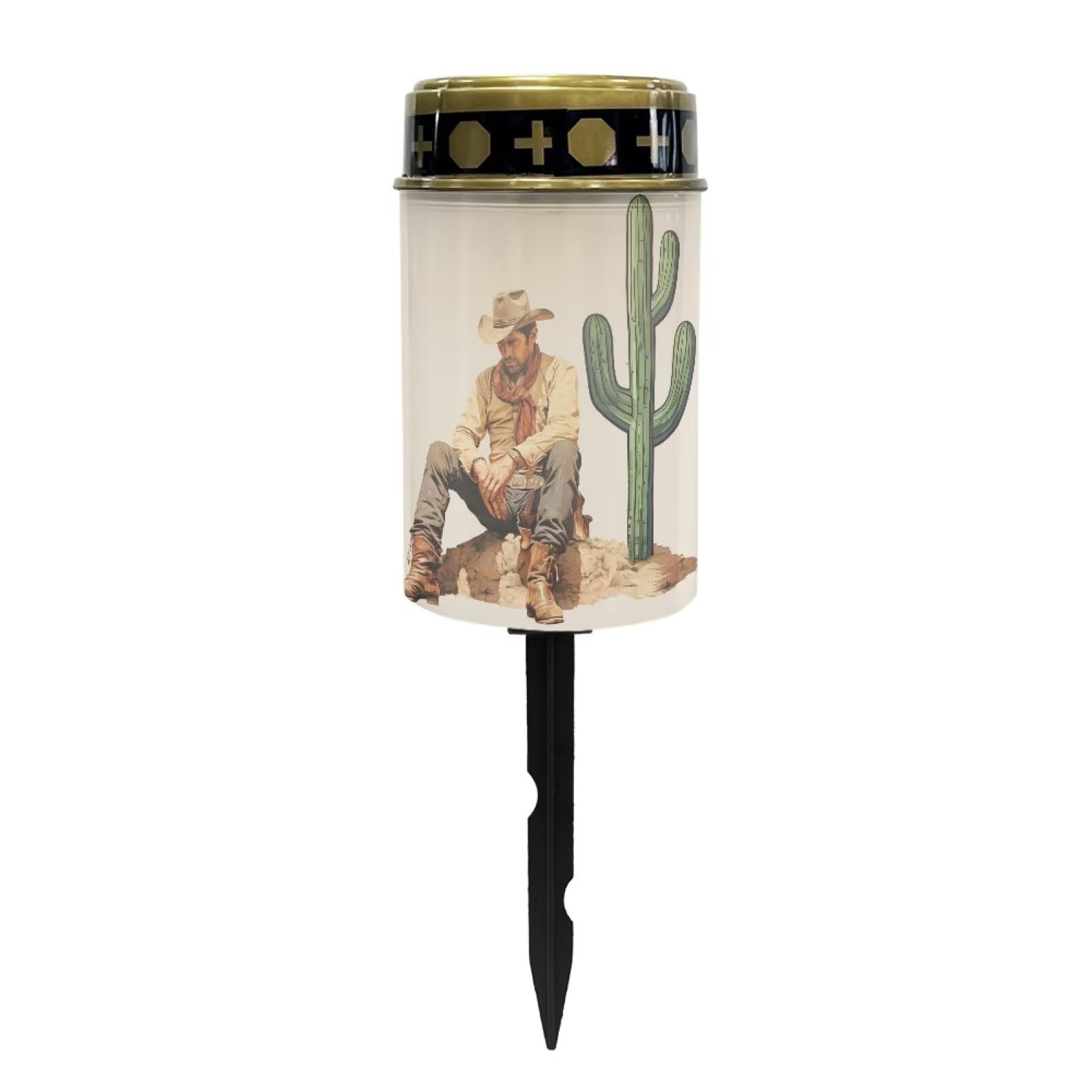 Uorisanigo Western Cowboy Solar Lights for Grave - Flameless Solar Powered Light for Prayer and Gravesite Decorations - Waterproof Cemetery Solar Candles โ image 1