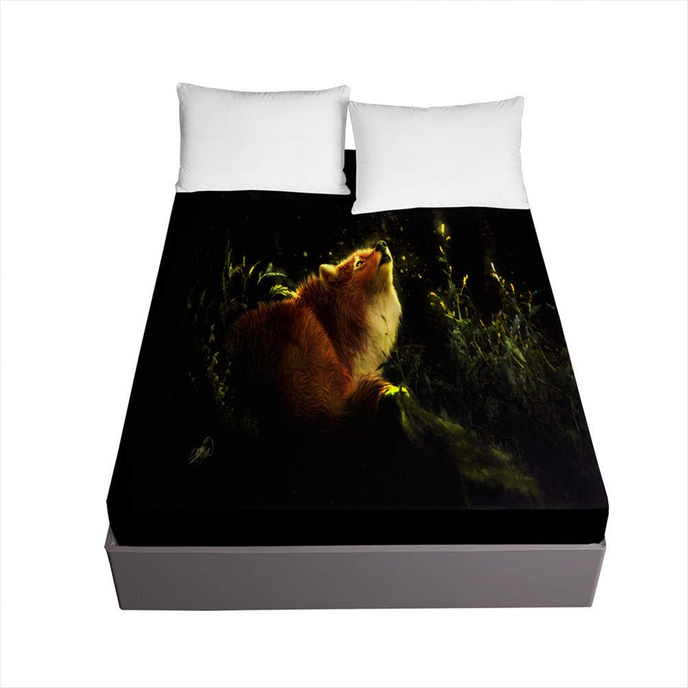 Drap housse grand bonnet 30 cm qui ne glisse pas imprimé renard