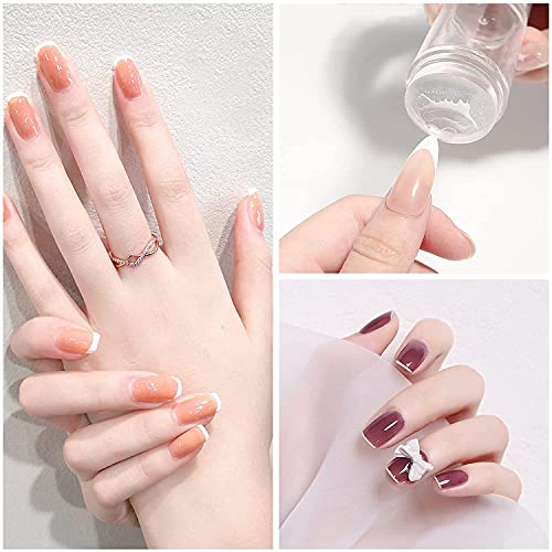 Luvadeyo® Zestaw 2 przezroczystych silikonowych stempli do paznokci francuskich tip Nail Art Stamper Clear Silicone Stamping Jelly ze skrobakiem French Manicure Stamping Tool for DIY Nail Art