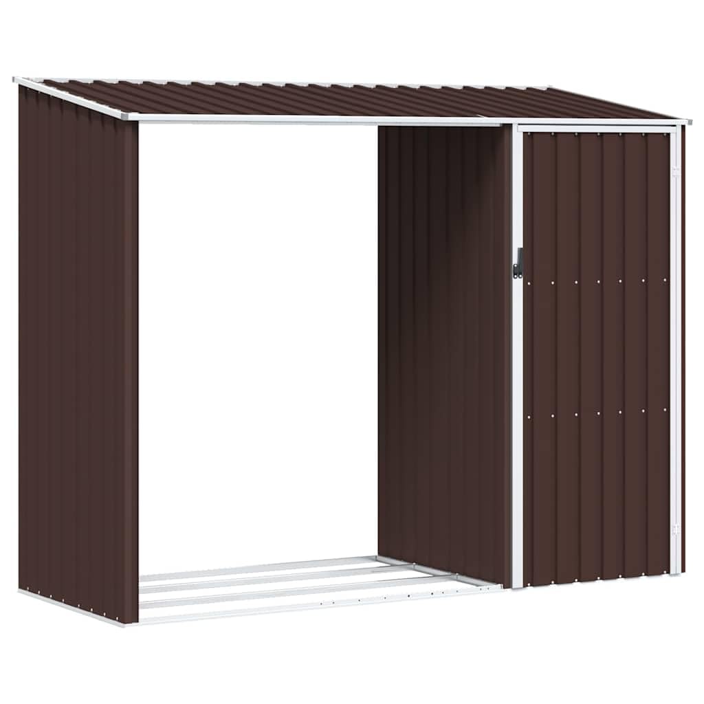 Abri à bois 245x98x159 cm Acier galvanisé Marron Rangement de jardin