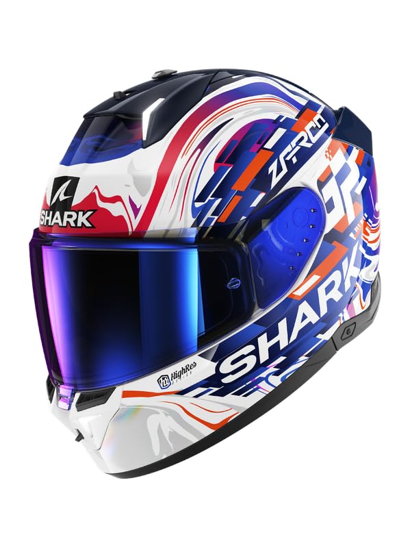 CASCO SHARK HELMET SKWAL i3 REPLICA ZARCO GP DE FCE White Violet Blue Casque (M)
