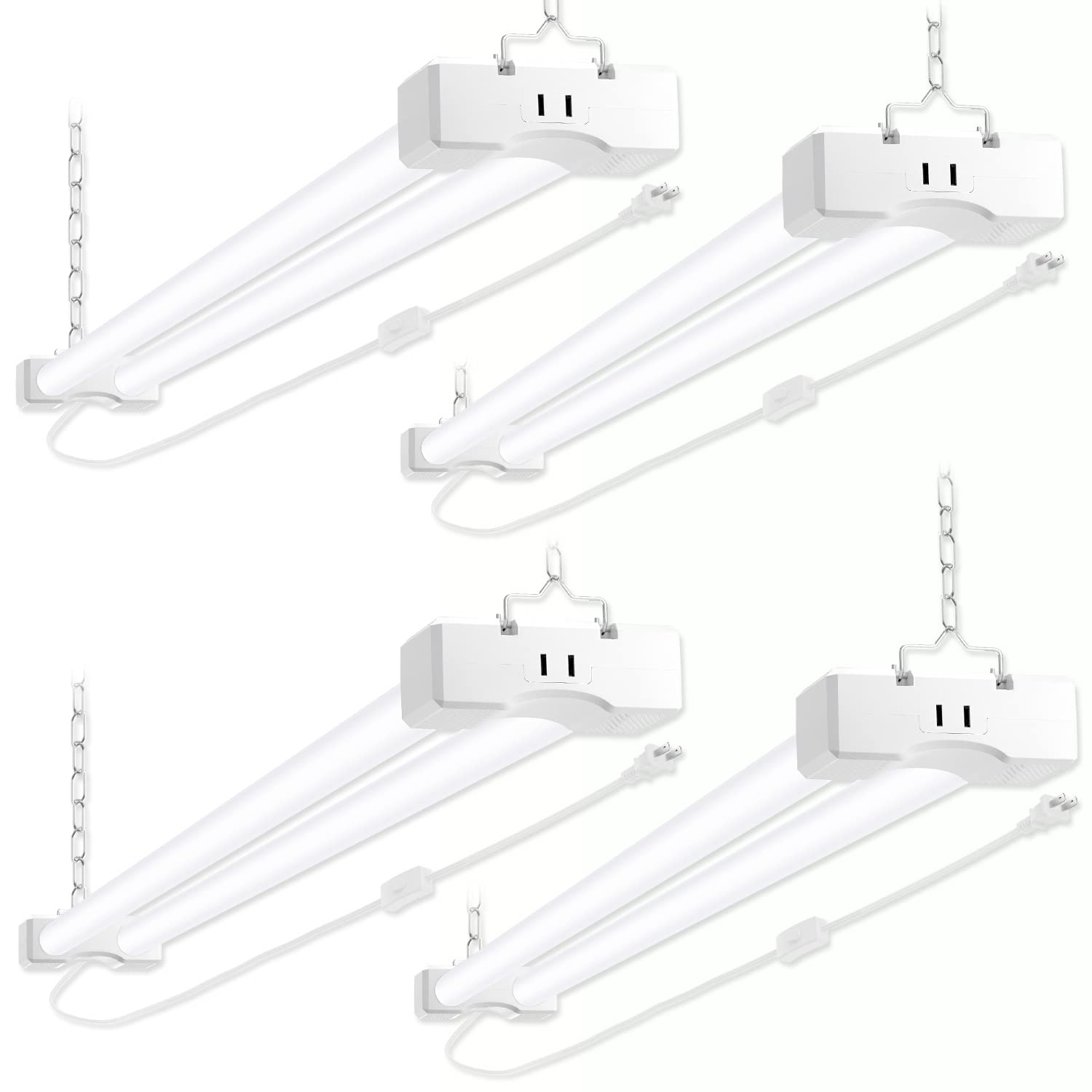 4FT 40W LED Shop Light Linkable 5600lm 250w Equivalent 5000K Utility Shop Lights for Garages Workshops Basements Hanging