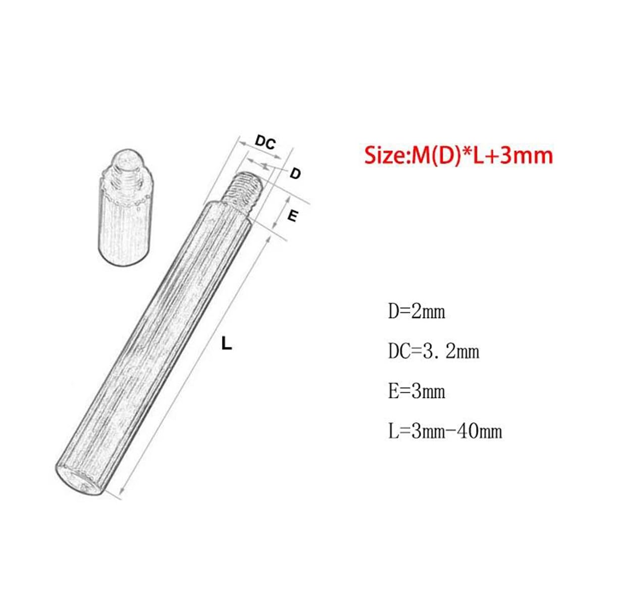 Nakrętki śrub dystansowych 50 szt. M2xL+3 mm mosiężne śruby dystansowe męskie żeńskie okrągłe radełkowane gwintowane mocowania dystansowe śruby płyty głównej 3 mm-40 mm, złote, M2x38 mm (50 szt.)(M2x1
