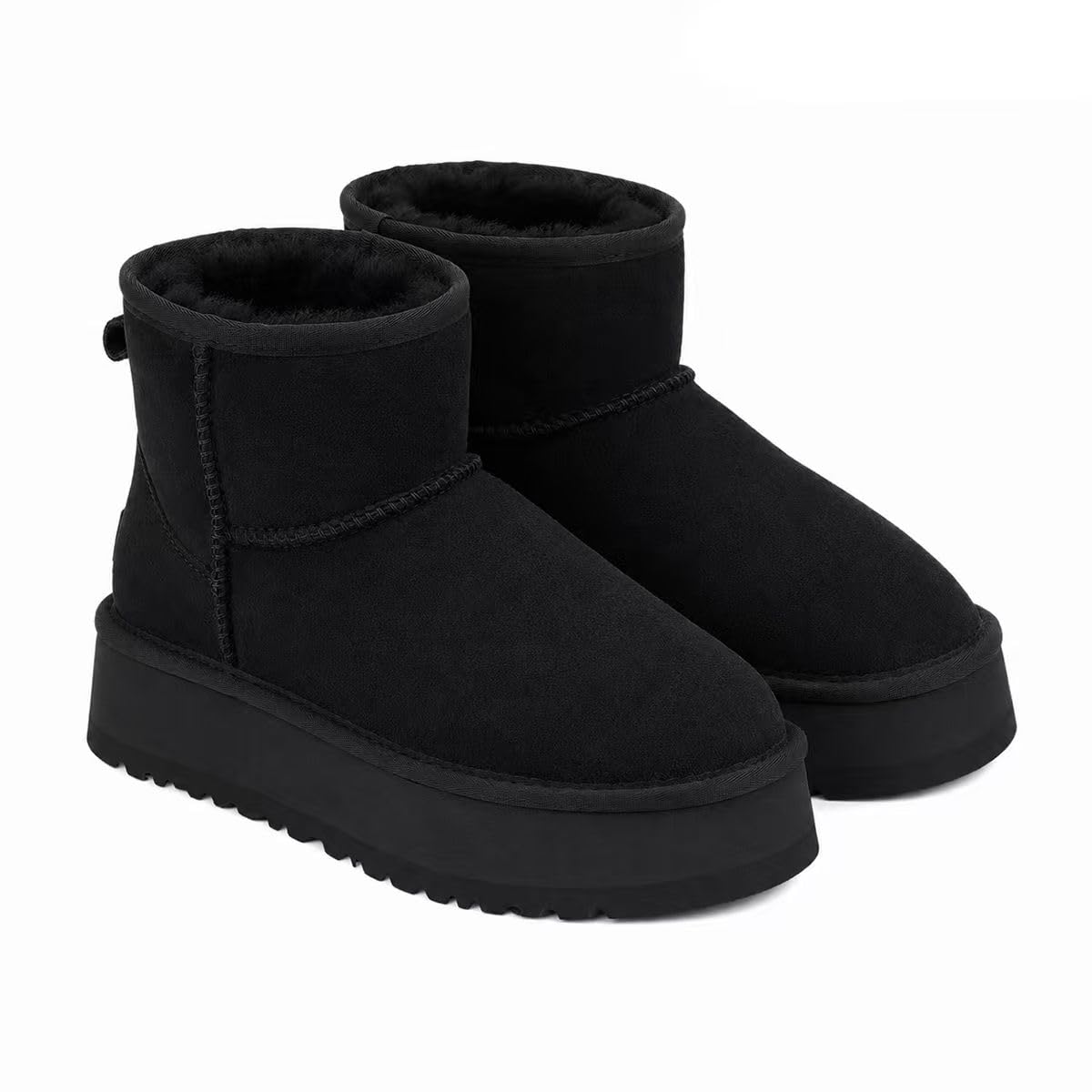 Veilante Damen Wintershuhel Leder Wasserdichte Schneestiefel