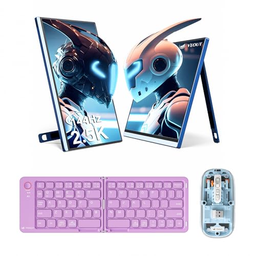 Image of Veout 2.5K /144Hz Gaming Monitor with Bluetooth Mouse & Foldable Keyboard 16-inch Portable Monitor