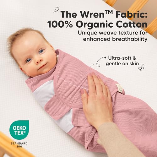 Image of 3-Pack Organic Swaddles for Newborns, Baby Swaddles 0-3 Months (Roseate) | Newborn Swaddle Sleep Sacks, Soft Cotton, Infant, Baby Swaddle Wraps, Girls, Boys, Large Hook & Loop Closure