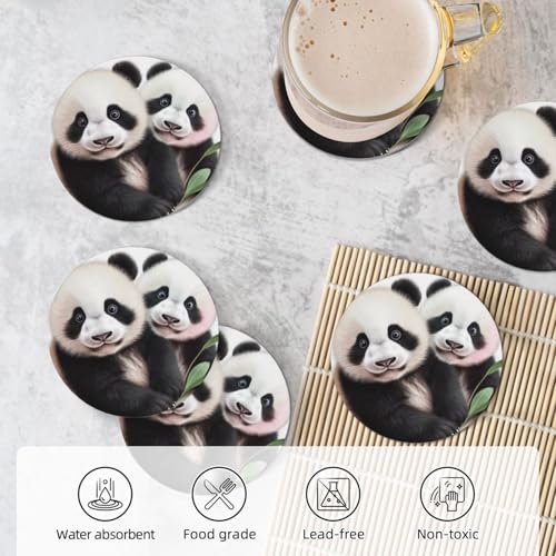 Dessous de verre céramique panda absorbant avec liège pour table