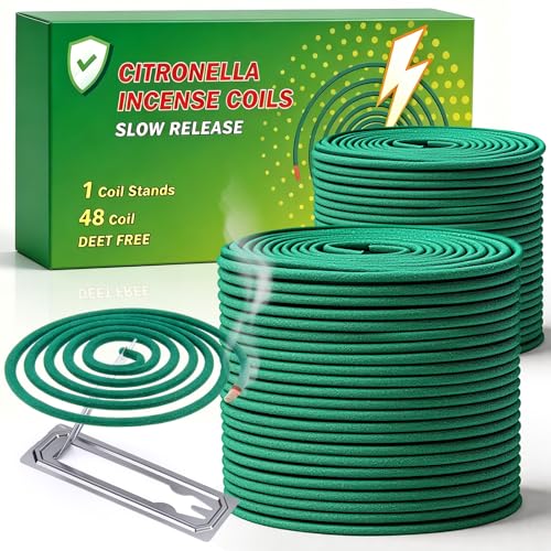 Mückenspirale - Mückenschutz Mückenabwehr Räucherspirale Anti Mücken Citronella Mückenspiralen Draußen für Outdoor Camping Zubehör Summer Must Haves 48 Spiralen (24x2) mit Halterung