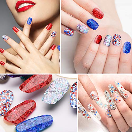 12 Boxes 4Th Of July Star Nail Art Sequins Glitter Nail Art Confetti Star Shaped Manicure Decorations For Nails Art Eye Face Body Decorations Diy Crafts #TOP4