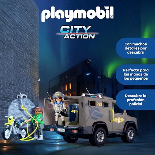 Miniatura 3 de PLAYMOBIL | City Action | Vehículo SWAT | con Agente de policía, Motocicleta de Delincuente y Banda de Clavos | Juguete Infantil a Partir de 4 años | 72066