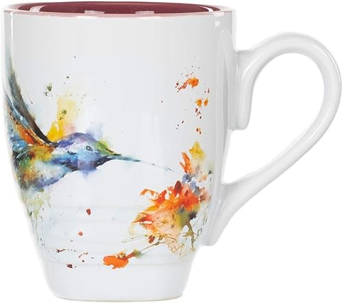 Dean Crouser colección de taza de porcelana con diseño de acuarelas, 16 onzas, Hummingbird