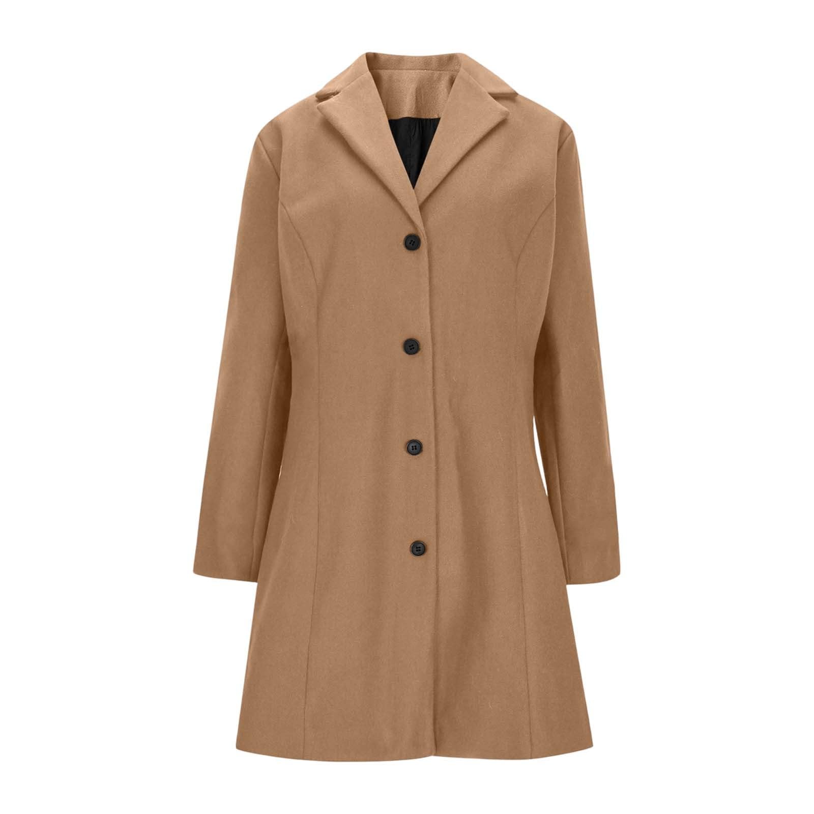 Giacca Casual Trench Lungo in Taglia Comoda con Revers a Lancia, Vestibilità Slim, Soprabito Invernale Misto per Donne alla Moda Trekking