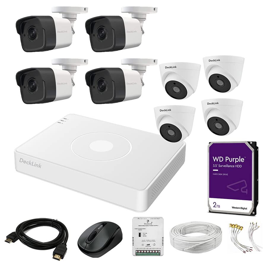 DeckLink 5MP Full HD 8 CCTV Camera Combo Set 4 Dome 4 Bullet, 8Ch Dvr 5MP, 2TB with All Accessories-image-25