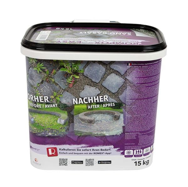 ROMPOX® - EASY 1K Pflasterfugenmörtel 15 kg - Sand-Basalt - 1-komponentig für leichte Belastung - für eine feste & saubere Pflasterfuge