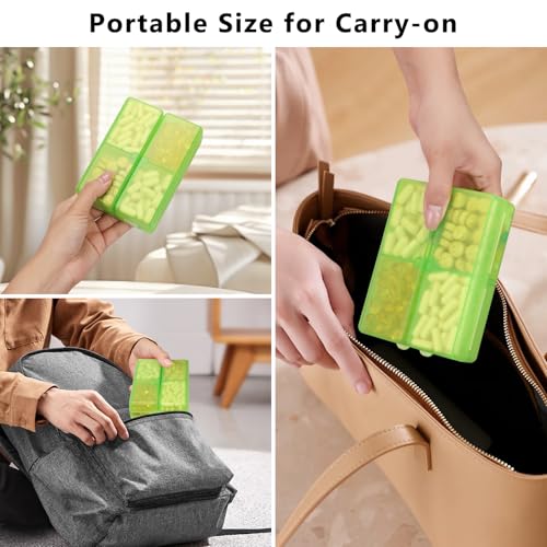 Image of FYY Travel Pill Organizer, 7 Compartments Large Pill Box Case-Clear Green