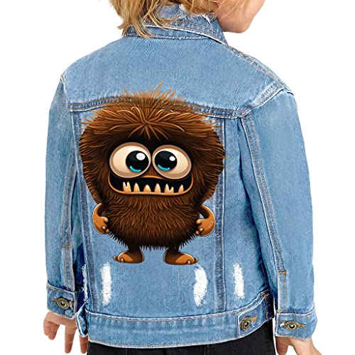 Hairy Monster Toddler Denim Jacket - Cute Jean Jacket - Printed Denim Jacket for Kids