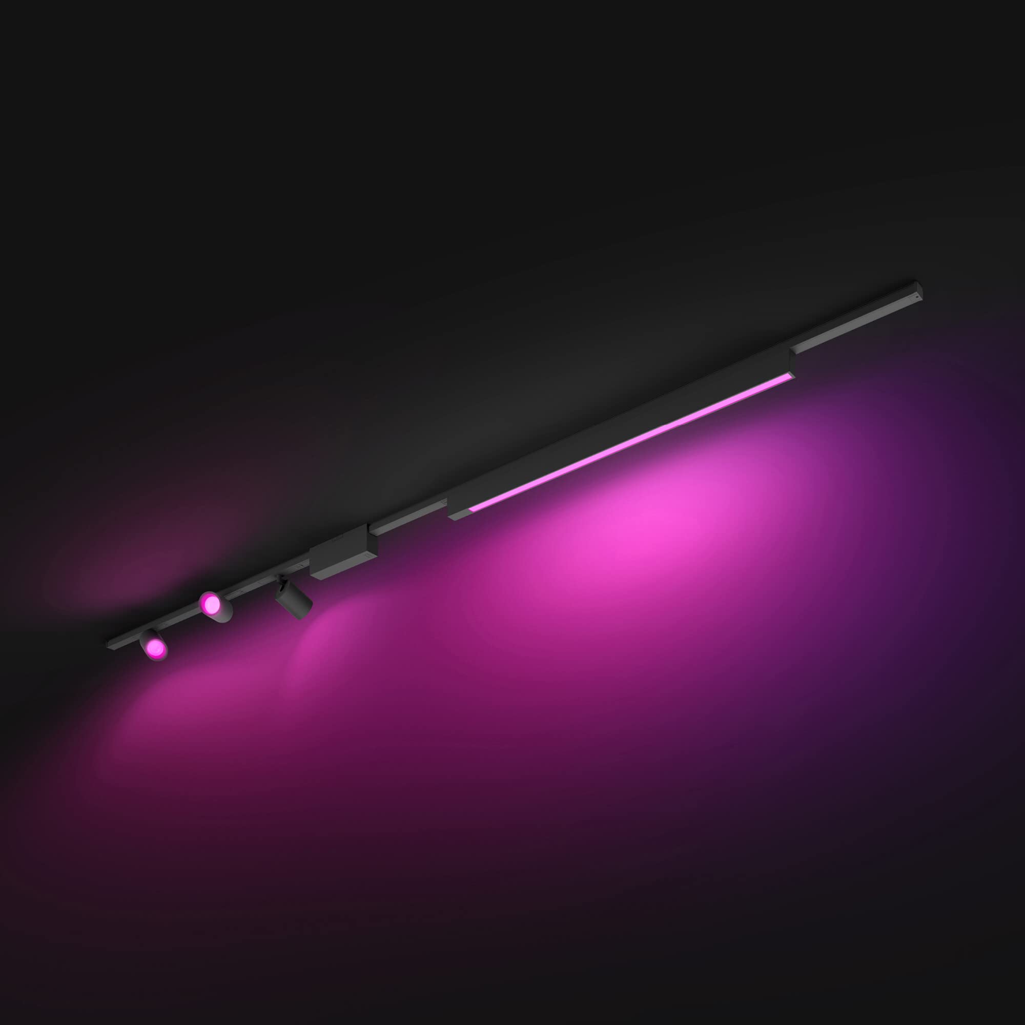 Philips Hue - Perifo Iluminación en carril Luz Blanca y de Colores - Set carril 271,5cm y 3 focos (negro) - Anclajes incluidos
