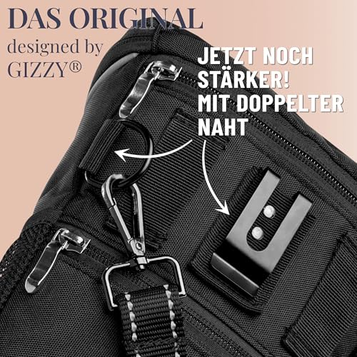 GIZZY® DAS ORIGINAL | Leckerlitasche für Hunde + REGENHAUBE | Leckerlibeutel für Hunde mit praktischer Einhand-Öffnung | Hunde Leckerlitasche für Training & Welpenerziehung | Gassi Tasche Hund [Schw.]