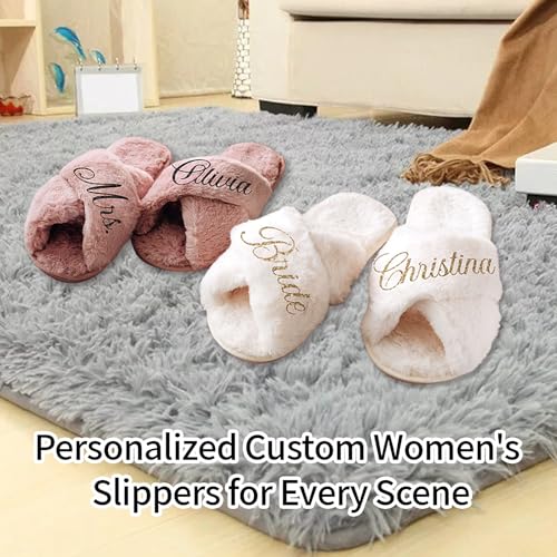 Personalized Bridesmaid Slippers, Custom Plush Slippers Wedding Slippers Bridal Slippers I Make Slippers for The Bride Christmas Party Slippers Birthday Present2
