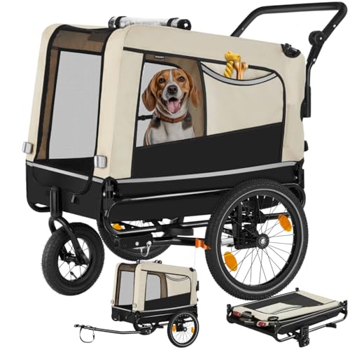 tectake® Remorque Velo Chien 3 en 1 Pliable avec Reflecteurs, Drapeau, Remorques Vélo pour Chiens...