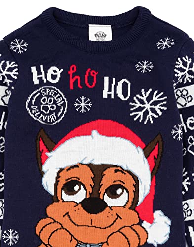 Paw Patrol Christmas Jumper Kids Boys Chase Navy Knitted Xmas Sweater4