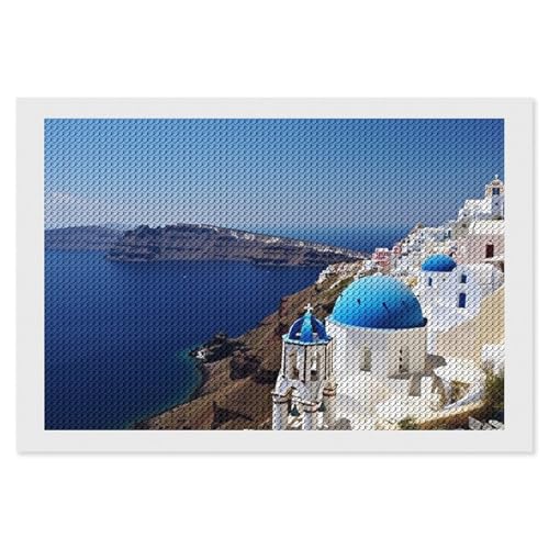 5D-Diamant-Malset zum Selbermachen für Erwachsene und Anfänger, rund, Santorini, griechischer Meerblick, Vollbohrer, Diamant-Punkte, Gemälde, Bilder, Edelsteinkunst, Handwerk, Gemälde, Wanddekoration