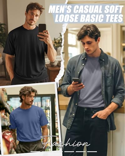 Image of Neer 3 Pack Big and Tall T-Shirts for Men L-7xl Tops | Large Casual Stretch Workout Tees, Short Sleeve Crewneck Oversized Shirts, Classic Summer Outfits, Comfy Basic Loose Clothes