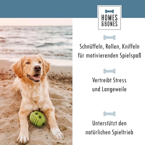 Homes&Bones Doggy Egg Hundespielzeug befüllbar aus Naturkautschuk zur Hundebeschäftigung als Futterball & Intelligenzspielzeug für mittlere bis große Hunde grün