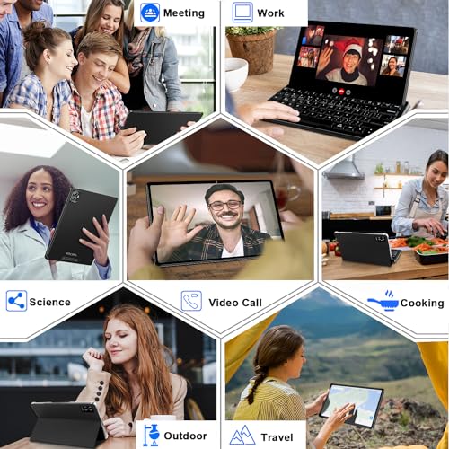 Image of 2026 Lastest Tablet 11 Inch Android Tablet with16GB + 256GB + 2TB Expand, 8600mAh, Support Octa-Core 2.0 GHz, 5G WiFi, 2000 * 1200, GMS, 5MP + 13MP Dual Camera, Bluetooth 5.0, Tablet with Case, Black